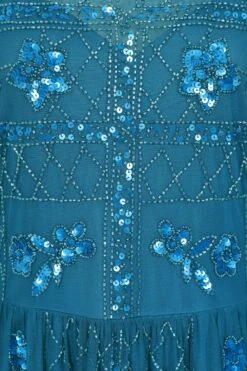 Maya Blue Embellished Maxi Dress -Frock And Frill US Maya Blue Embellished Maxi Dress . 3