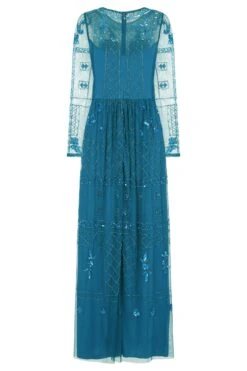 Maya Blue Embellished Maxi Dress -Frock And Frill US Maya Blue Embellished Maxi Dress . 4