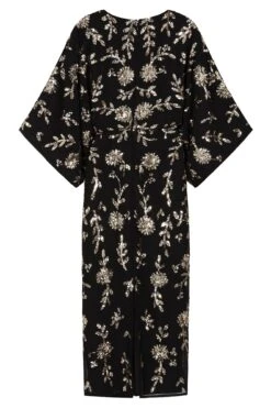 Melantha Black Floral Embellished Midaxi Dress -Frock And Frill US Melantha Black Gold Embellished Midaxi Dress 9