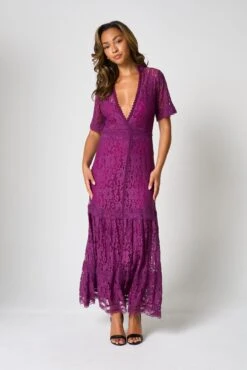 Mila Purple Lace Maxi Dress -Frock And Frill US Mila Purple Lace Maxi Dress 13