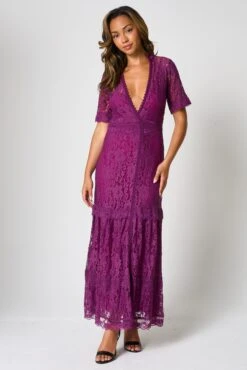 Mila Purple Lace Maxi Dress