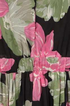 Milena Black Floral Print Maxi Dress -Frock And Frill US Milena Black Pink Floral Print Maxi Dress 10