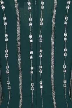 Myrtha Green Embellished Cape Sleeve Maxi Dress -Frock And Frill US Myrtha Green Embellished Maxi Dress 4