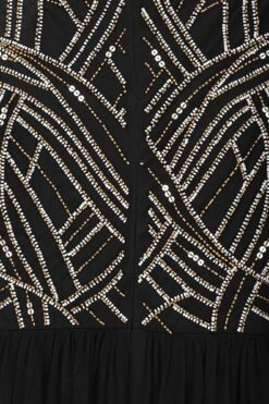 Nancy Black Embellished Bodice Maxi Dress -Frock And Frill US Nancy Black Embellished Maxi Dress 1