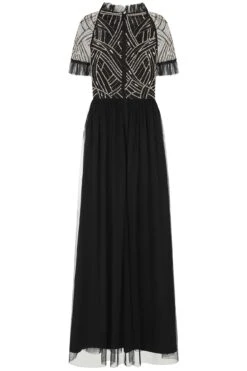 Nancy Black Embellished Bodice Maxi Dress -Frock And Frill US Nancy Black Embellished Maxi Dress 4
