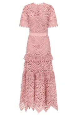 Narelle Rose Crochet Lace Midaxi Dress -Frock And Frill US Narelle Blush Lace Dress 2