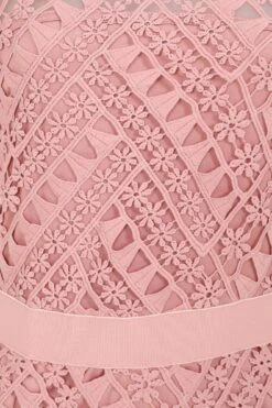 Narelle Rose Crochet Lace Midaxi Dress -Frock And Frill US Narelle Blush Lace Dress 3