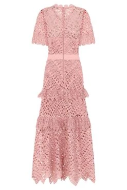Narelle Rose Crochet Lace Midaxi Dress -Frock And Frill US Narelle Blush Lace Dress 4