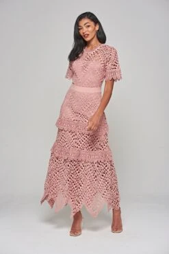 Narelle Rose Crochet Lace Midaxi Dress -Frock And Frill US Narelle Blush Lace Dress 4 57b65534 98de 4b38 8c2c 9f371d218c6b