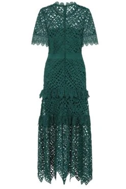 Narelle Alpine Green Crochet Lace Midaxi Dress -Frock And Frill US Narelle Green Lace Dress 3