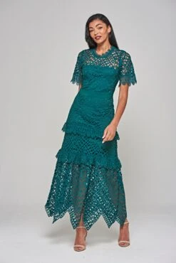 Narelle Alpine Green Crochet Lace Midaxi Dress -Frock And Frill US Narelle Green Lace Dress 5