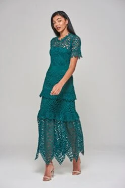 Narelle Alpine Green Crochet Lace Midaxi Dress -Frock And Frill US Narelle Green Lace Dress 6