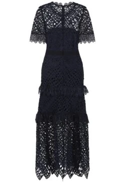 Narelle Navy Crochet Lace Midaxi Dress -Frock And Frill US Narelle Navy Lace Dress 11