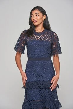 Narelle Navy Crochet Lace Midaxi Dress