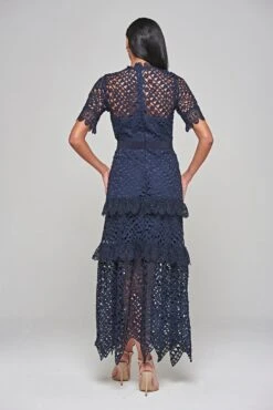 Narelle Navy Crochet Lace Midaxi Dress -Frock And Frill US Narelle Navy Lace Dress 7