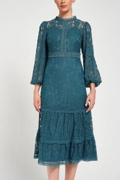 Nerine Teal Lace Midi Dress 13 Nerine Teal Lace Midi Dress -Frock And Frill US Nerine Teal Lace Midi Dress 10