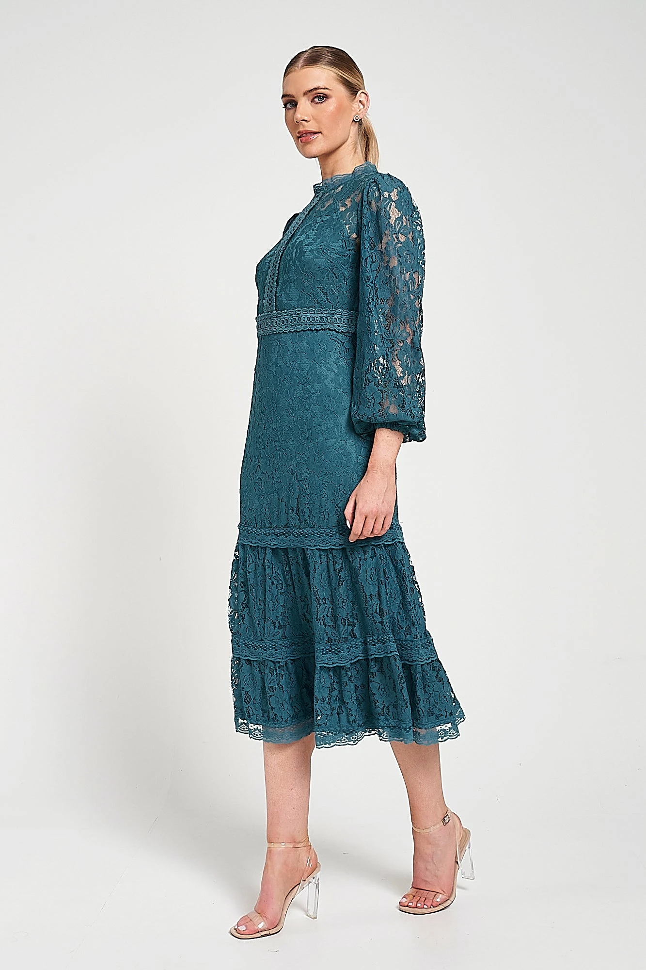 Nerine Teal Lace Midi Dress 6 Nerine Teal Lace Midi Dress - Image 6