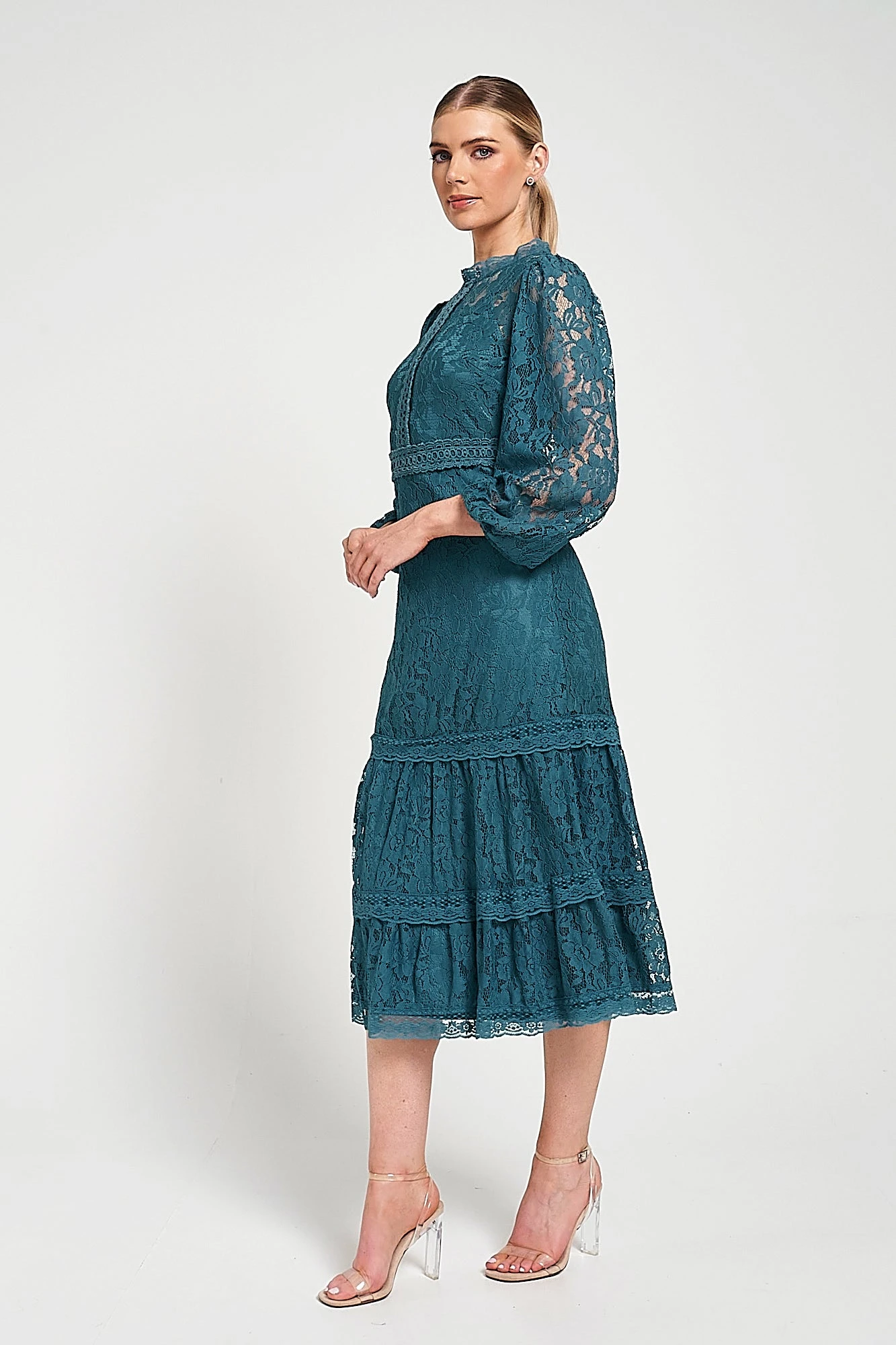 Nerine Teal Lace Midi Dress 7 Nerine Teal Lace Midi Dress - Image 7