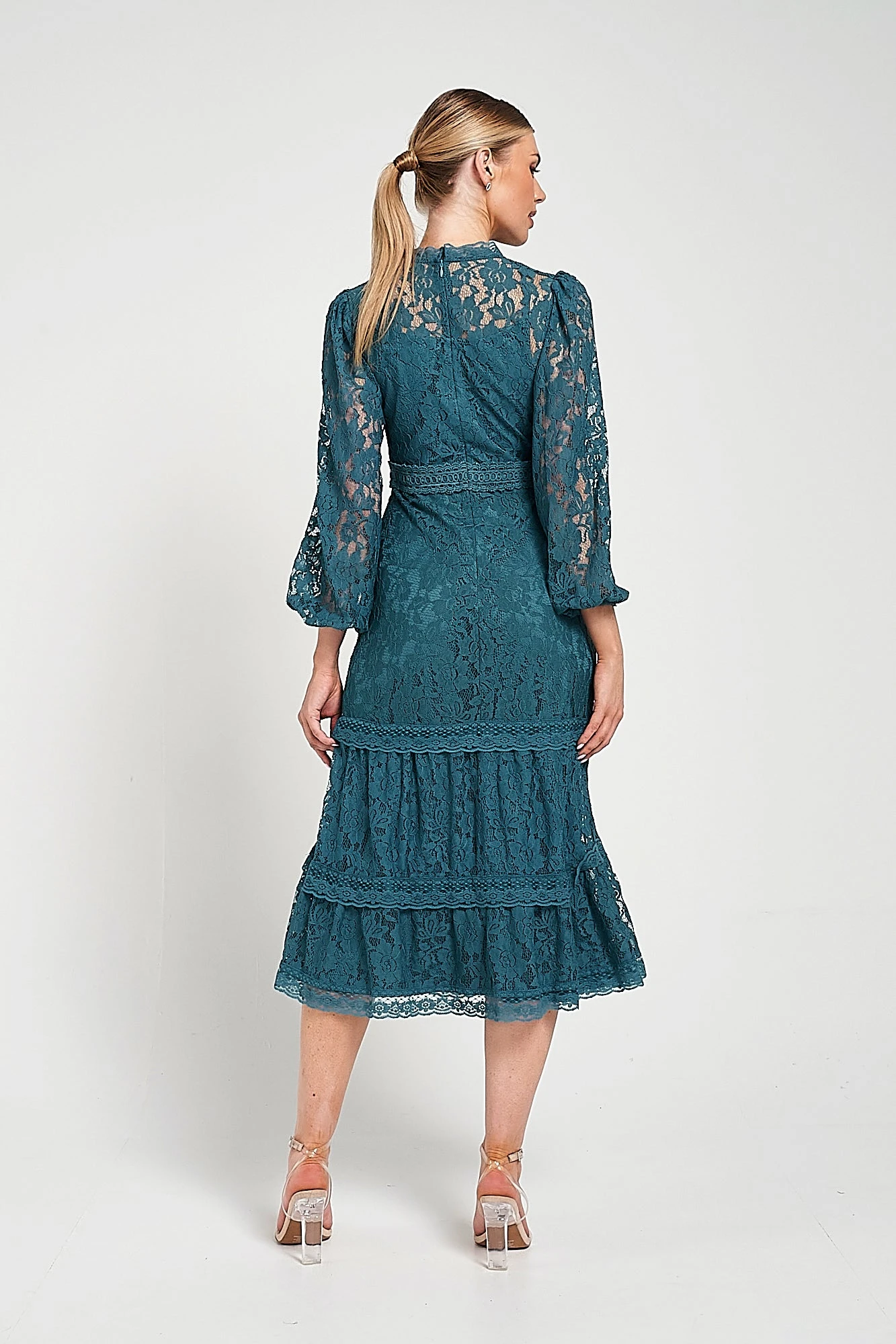 Nerine Teal Lace Midi Dress 8 Nerine Teal Lace Midi Dress - Image 8