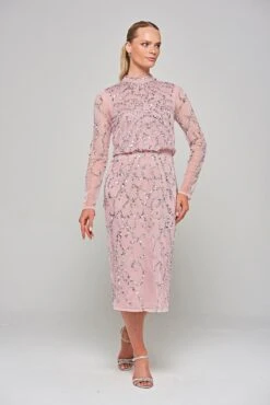 Nicola Lilac Sequin Midi Dress