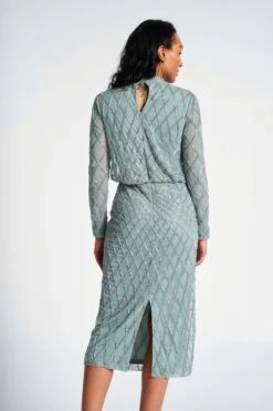 Nina Sage Green Embellished Midi Dress -Frock And Frill US Nina Green Embellished Midi Dress 5