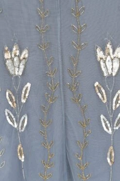 Orinda Embellished Midi Dress With Cape -Frock And Frill US Orinda Blue Embellished Midi Dress 1