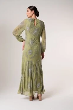 Phoebe Green Floral Embellished Maxi Dress -Frock And Frill US Phoebe Sage Green Floral Embellished Maxi Dress 1
