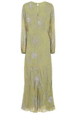 Phoebe Green Floral Embellished Maxi Dress -Frock And Frill US Phoebe Sage Green Floral Embellished Maxi Dress 4