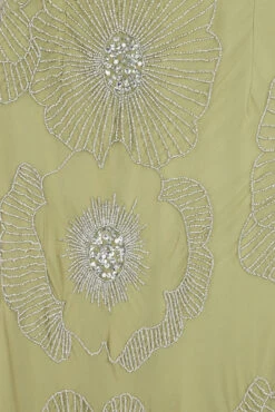 Phoebe Green Floral Embellished Maxi Dress -Frock And Frill US Phoebe Sage Green Floral Embellished Maxi Dress 5