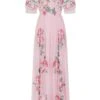 Raisa Pink Floral Embroidered Maxi Dress