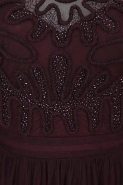 Rheanna Burgundy Cornelli Sequin Maxi Dress -Frock And Frill US Rheanna Burgundy Cornelli Maxi Dress 2