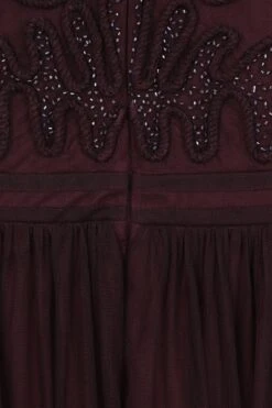 Rheanna Burgundy Cornelli Sequin Maxi Dress -Frock And Frill US Rheanna Burgundy Cornelli Maxi Dress 4