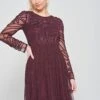 Rheanna Burgundy Cornelli Sequin Maxi Dress