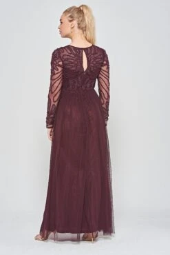 Rheanna Burgundy Cornelli Sequin Maxi Dress -Frock And Frill US Rheanna Burgundy Cornelli Maxi Dress 8