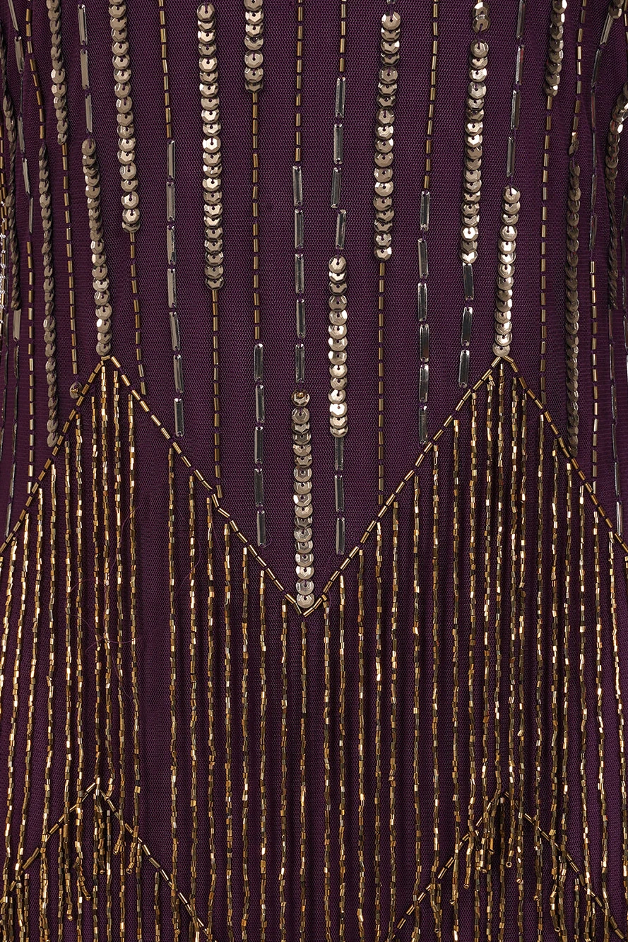 Rhoda Purple Maxi Dress With Beaded Fringing - Image 9