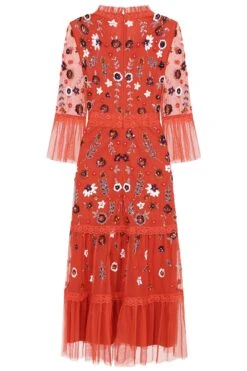 Ria Copper Floral Sequin Midi Dress -Frock And Frill US Ria Copper Floral Midi Dress 3
