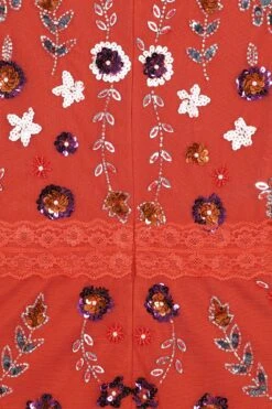 Ria Copper Floral Sequin Midi Dress -Frock And Frill US Ria Copper Floral Midi Dress 4