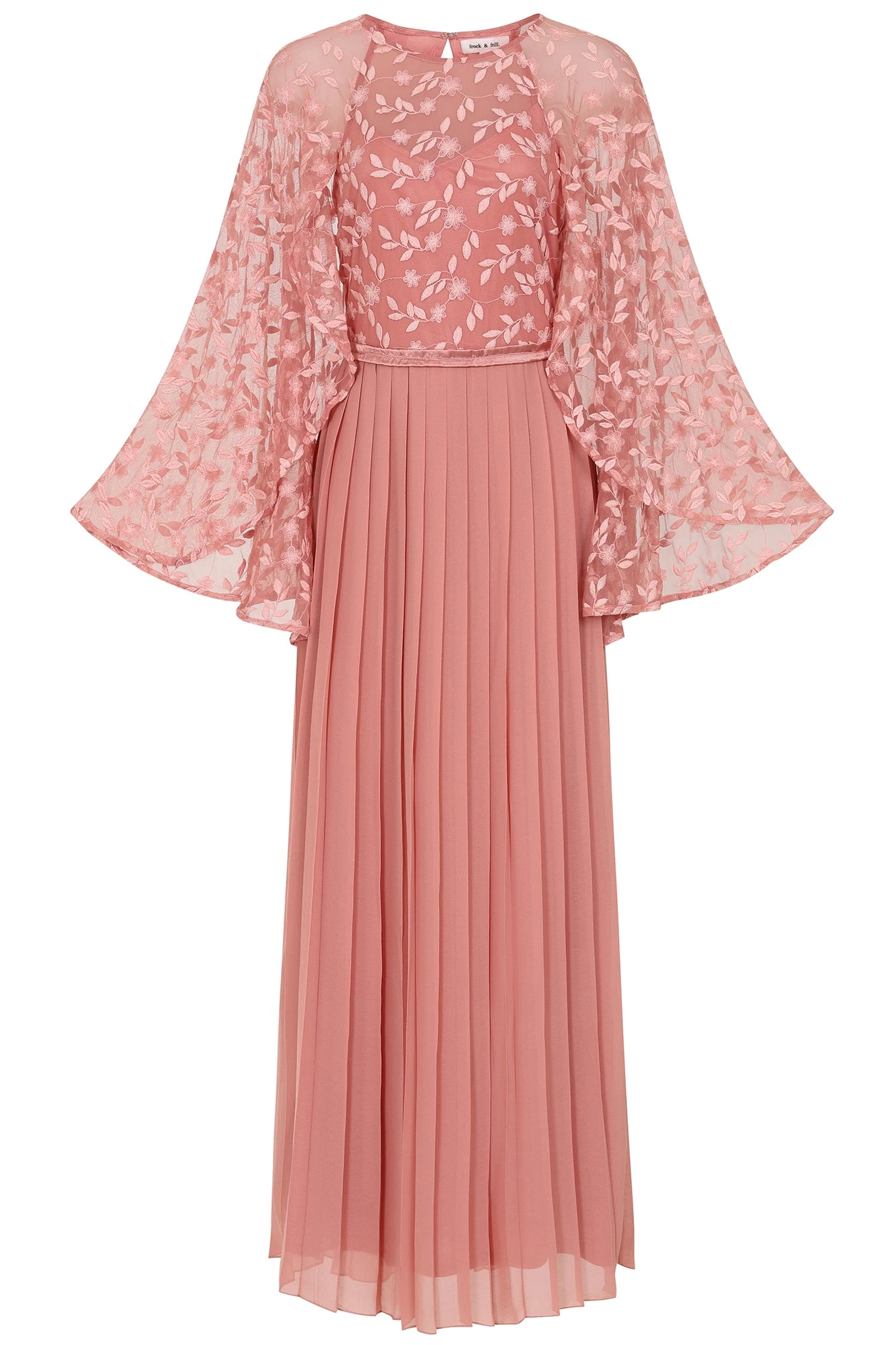 Roisin Blush Embroidered Cape Sleeve Maxi Dress 1 Roisin Blush Embroidered Cape Sleeve Maxi Dress