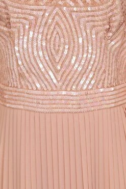 Rosa Blush Sequin Maxi Dress With Pleated Skirt -Frock And Frill US Rosa Blush Sequin Maxi Dress 9