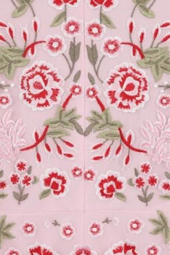 Rosalia Pink Floral Embroidered Shift Dress -Frock And Frill US Rosalia Pink Floral Embroidered Shift Dress 4