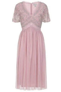 Ruth Violet Blush Embellished Bodice Midi Dress