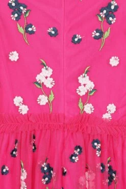 Rydia Fuchsia Floral Embroidered Maxi Dress -Frock And Frill US Rydia Floral Embroidered Maxi Dress 5