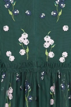 Rydia Alpine Green Floral Embroidered Maxi Dress -Frock And Frill US Rydia Green Floral Embroidered Maxi Dress 1