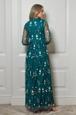 Rydia Alpine Green Floral Embroidered Maxi Dress -Frock And Frill US Rydia Green Floral Embroidered Maxi Dress 2 07e31327 0a4f 492b beb9 1ef267835a43
