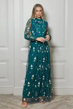 Rydia Alpine Green Floral Embroidered Maxi Dress -Frock And Frill US Rydia Green Floral Embroidered Maxi Dress 3 5d628416 b9f5 4e20 8285 1d24f073ca2b
