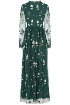 Rydia Alpine Green Floral Embroidered Maxi Dress -Frock And Frill US Rydia Green Floral Embroidered Maxi Dress 4