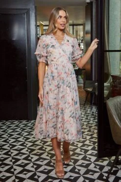 Fleur Floral Print Midi Dress -Frock And Frill US SS3 21360