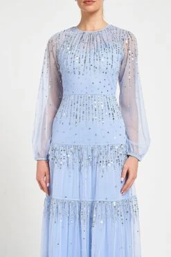 Sara Blue Sequin Maxi Dress -Frock And Frill US Sara Blue Sequin Maxi Dress 11