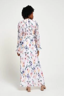 Serena White Floral Print Maxi Dress -Frock And Frill US Serena White Floral Print Maxi Dress 11