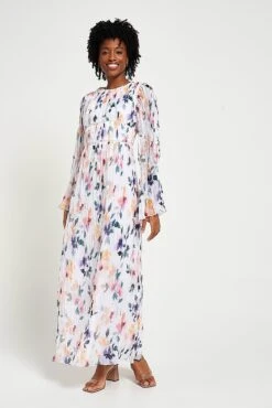 Serena White Floral Print Maxi Dress -Frock And Frill US Serena White Floral Print Maxi Dress 4